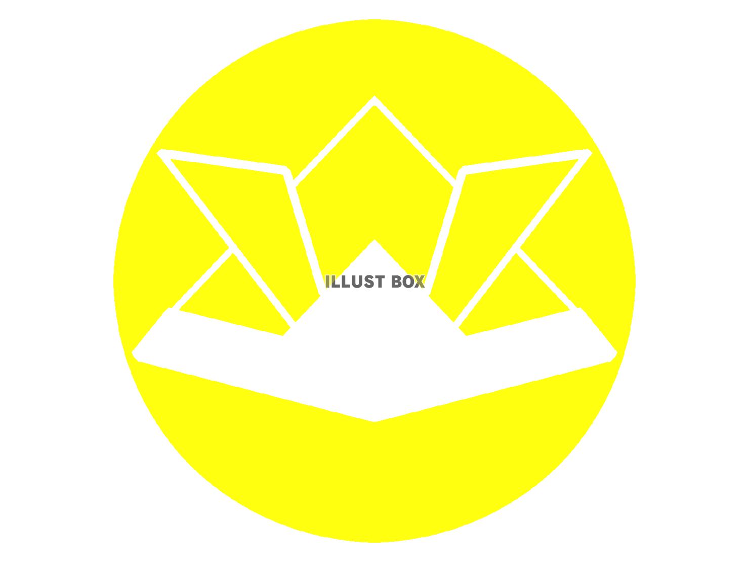 黄色の折り紙の兜のシルエット