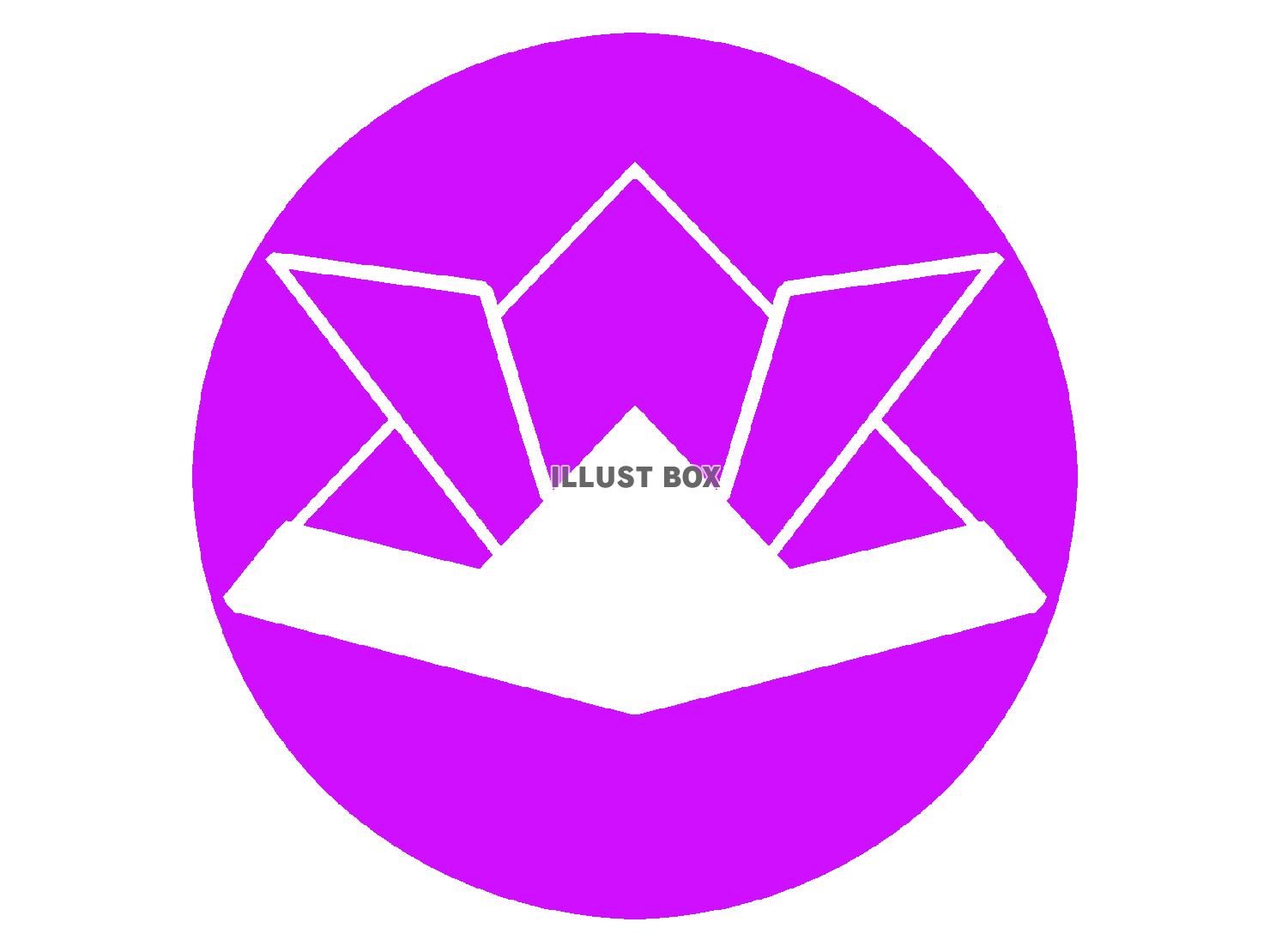 紫色の折り紙の兜のシルエット