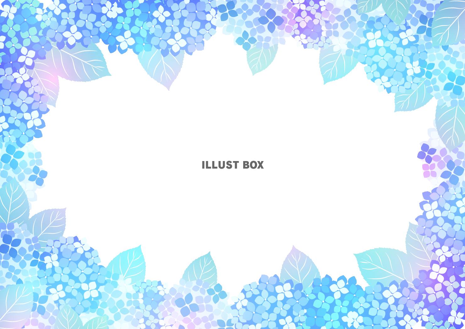 あじさい、梅雨、虹色、花、五角形、囲み枠