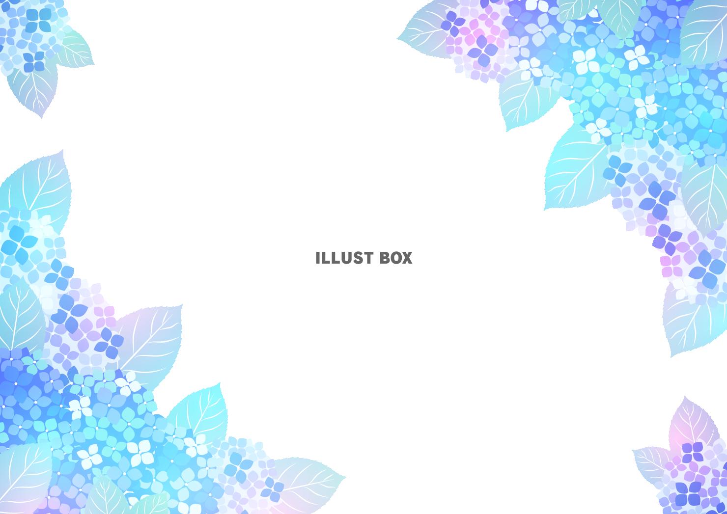 あじさい、梅雨、虹色、花、五角形、対角枠