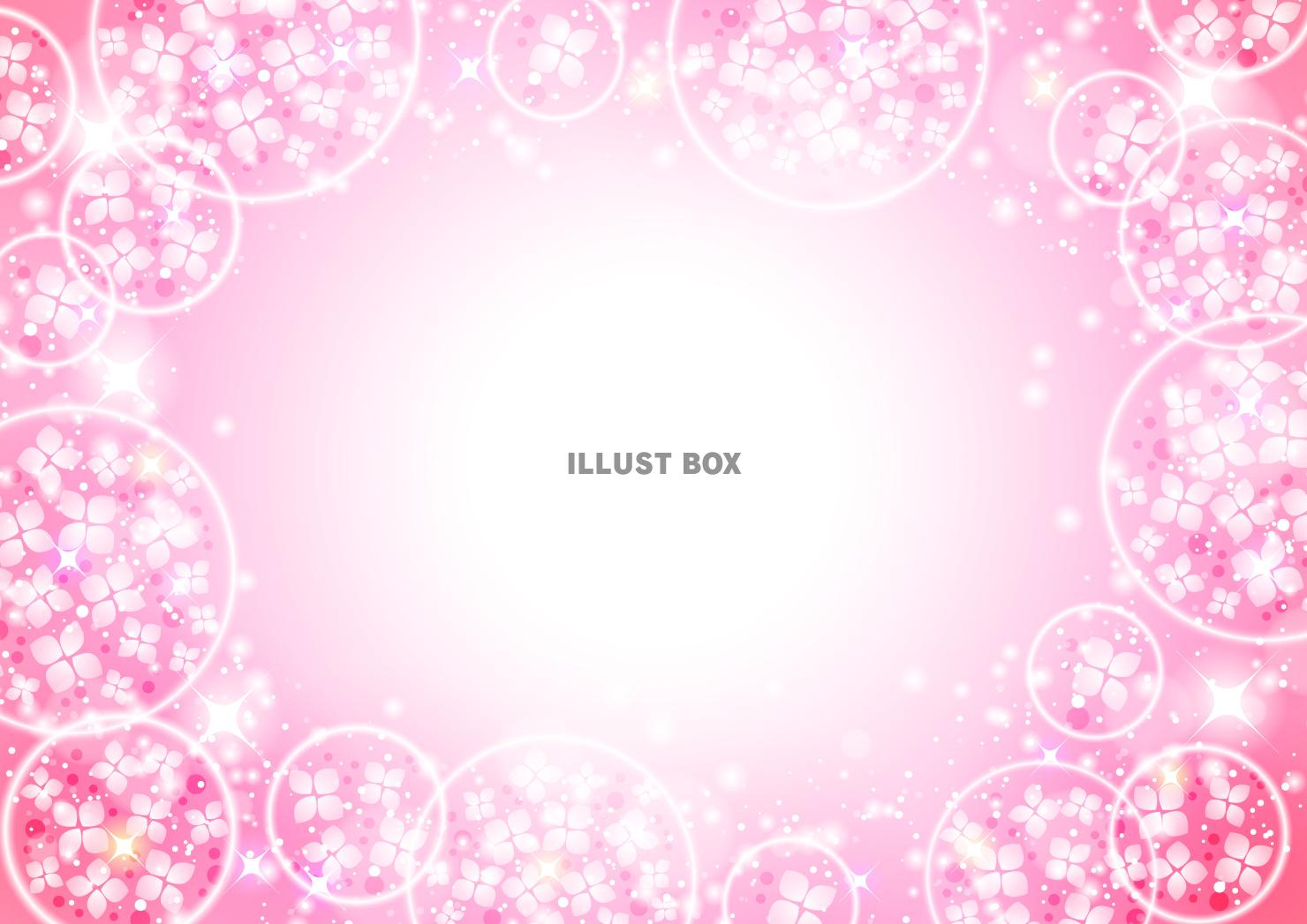 あじさい玉、梅雨、ピンク、光、囲み