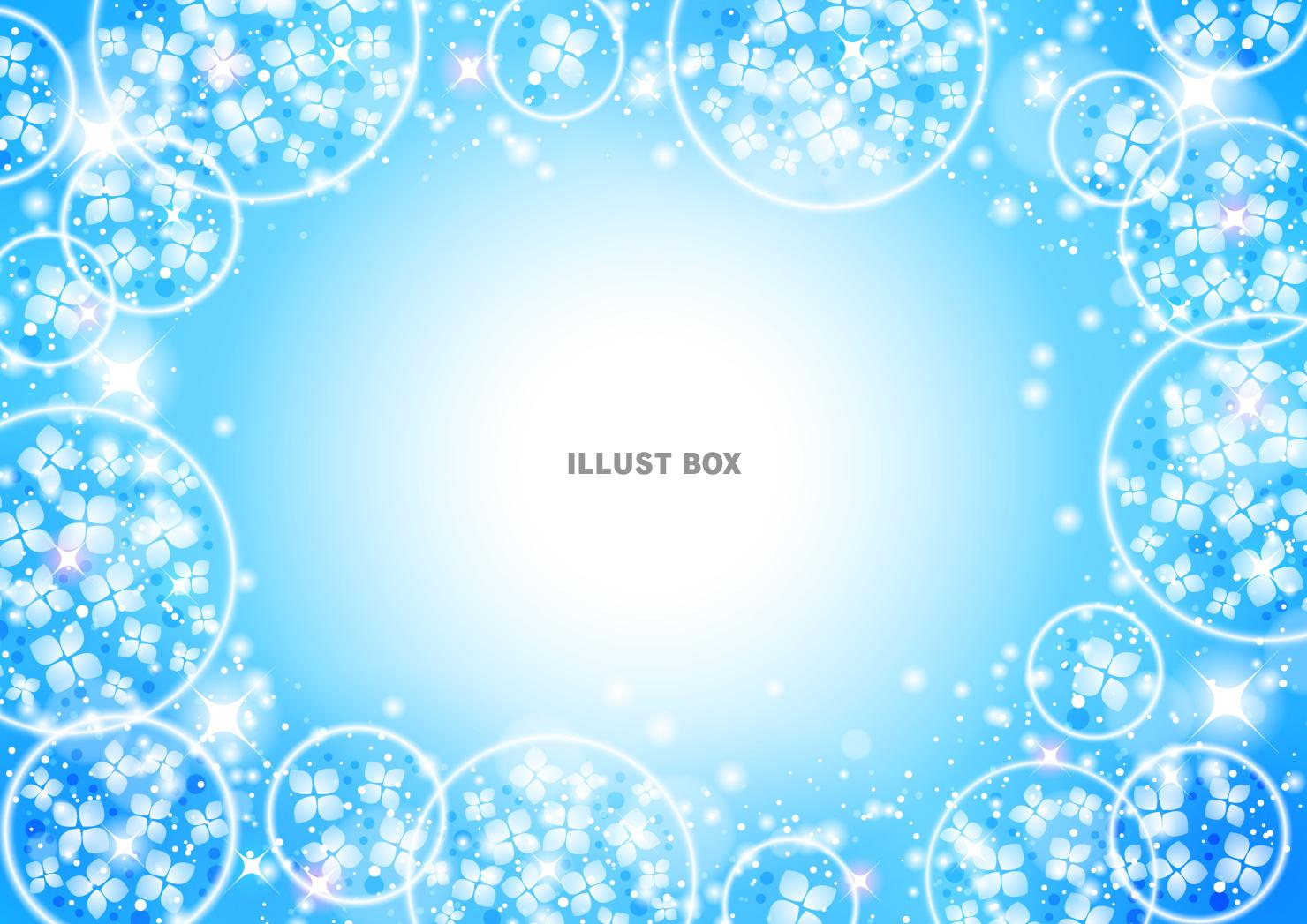 あじさい玉、梅雨、青、光、囲み