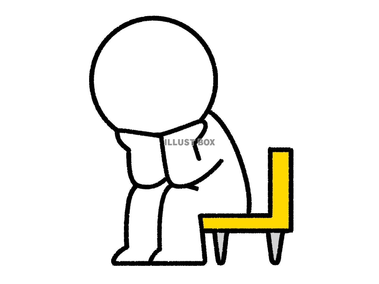 椅子に座って考える棒人間