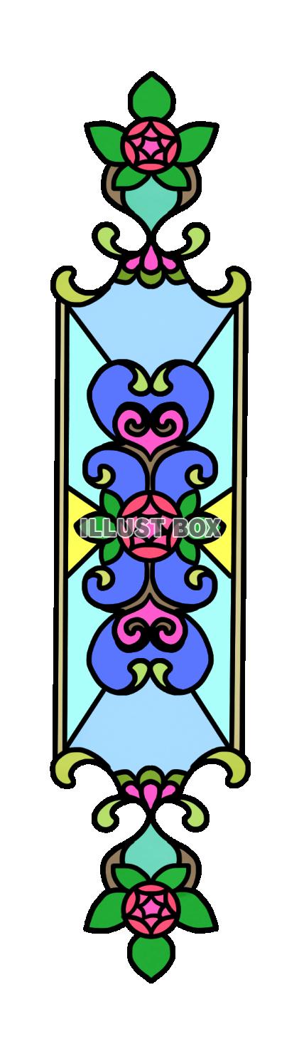 バラのロングステンドグラスイラスト・赤