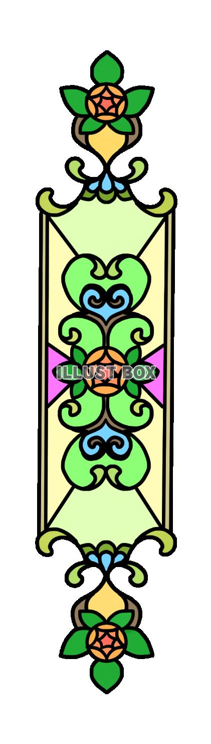 バラのロングステンドグラスイラスト・オレンジ色