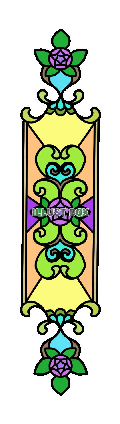 バラのロングステンドグラスイラスト・紫