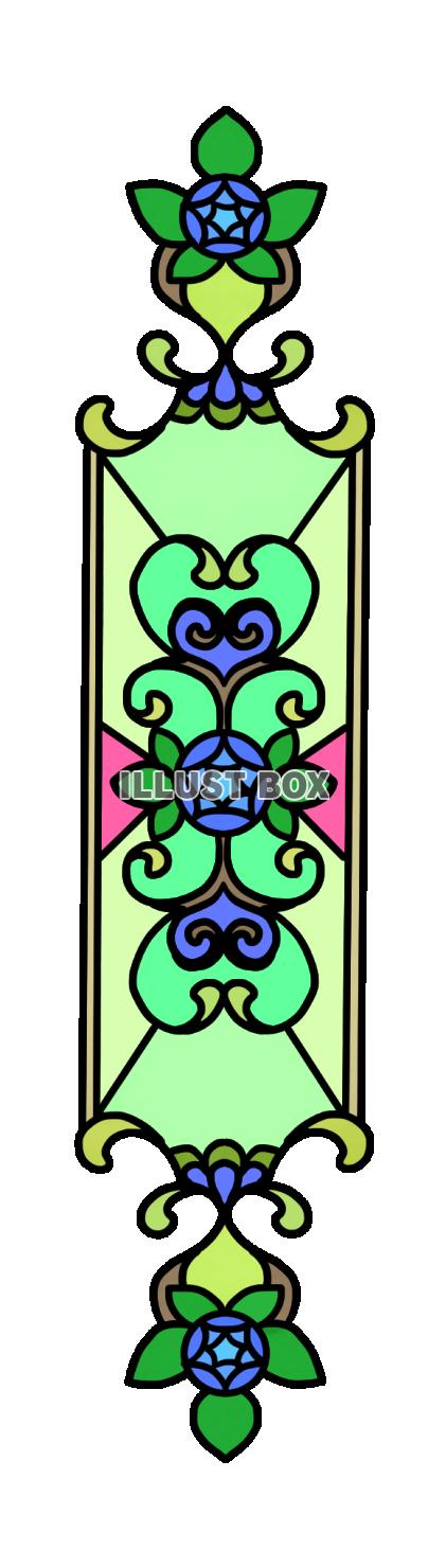 バラのロングステンドグラスイラスト・青