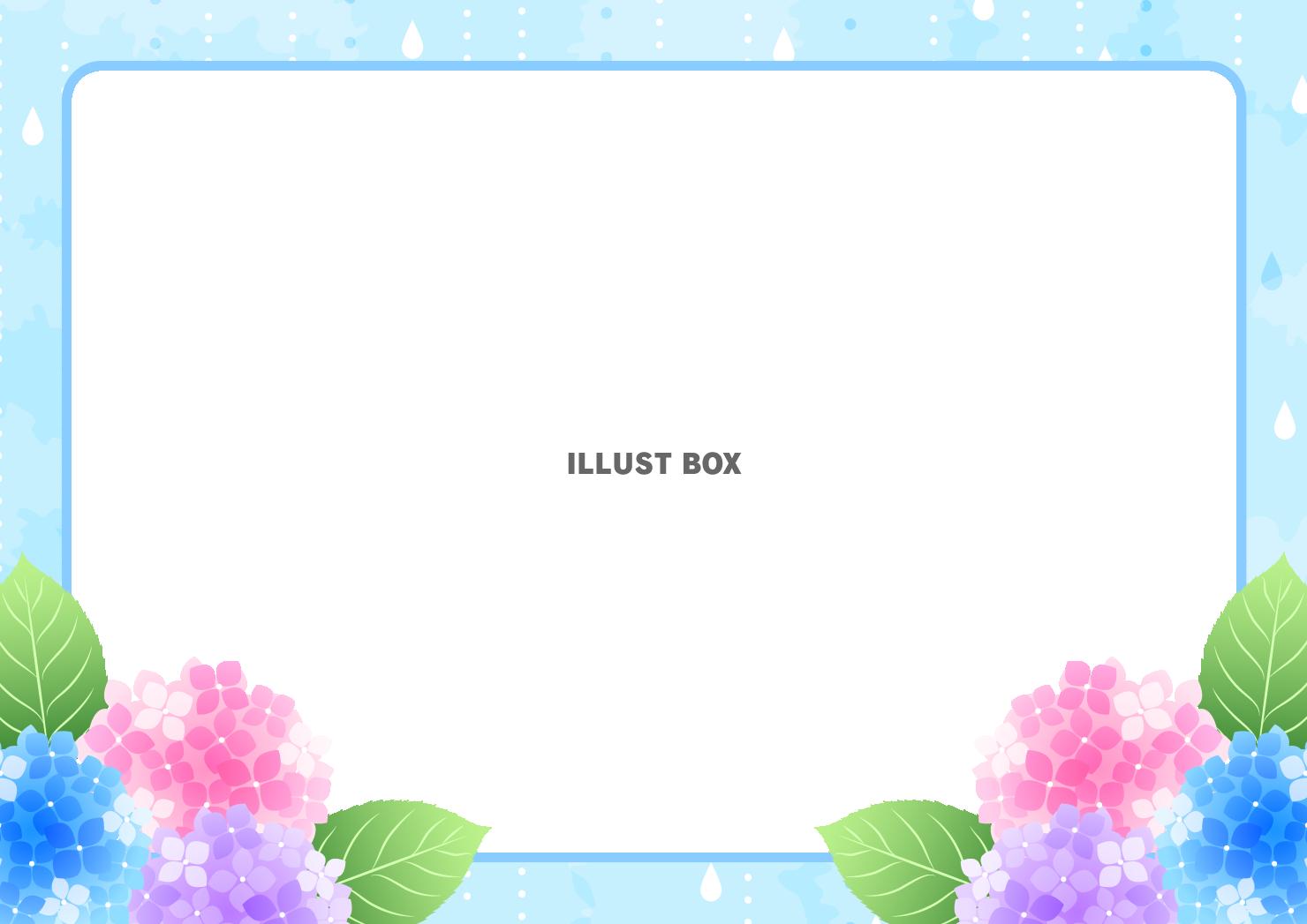 あじさい、梅雨、枠、風景、横