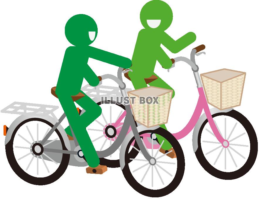 ピクト＋自転車違反　並走（透過PNG）