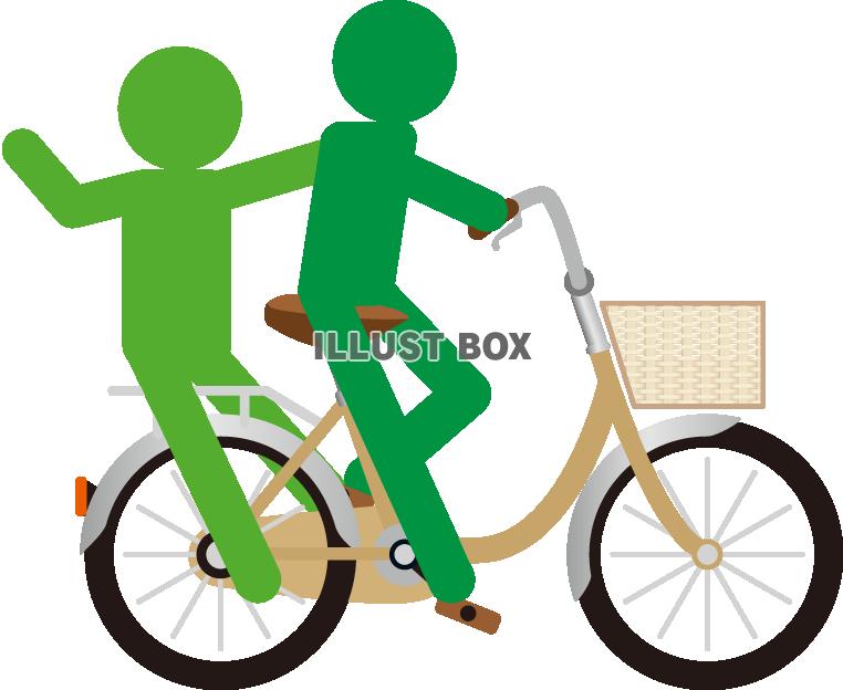 ピクト＋自転車違反　二人乗り（透過PNG）