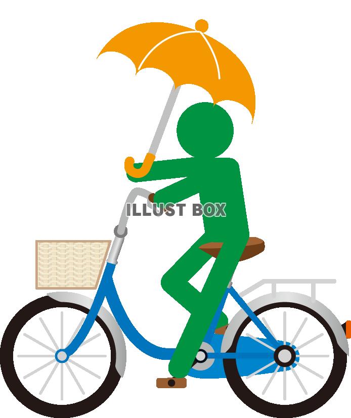 ピクト＋自転車違反　傘さし（透過PNG）