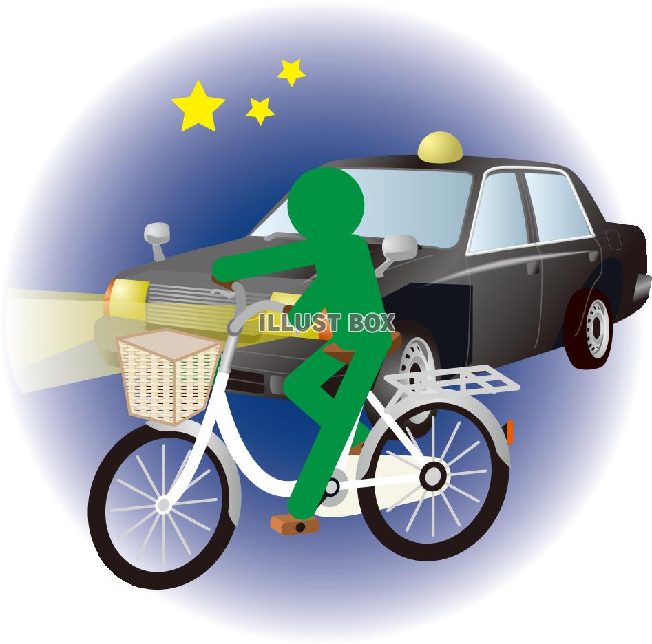 ピクト＋自転車違反　夜間無灯火（透過PNG）