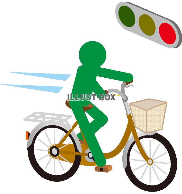 ピクト＋自転車違反　信号無視（透過PNG）