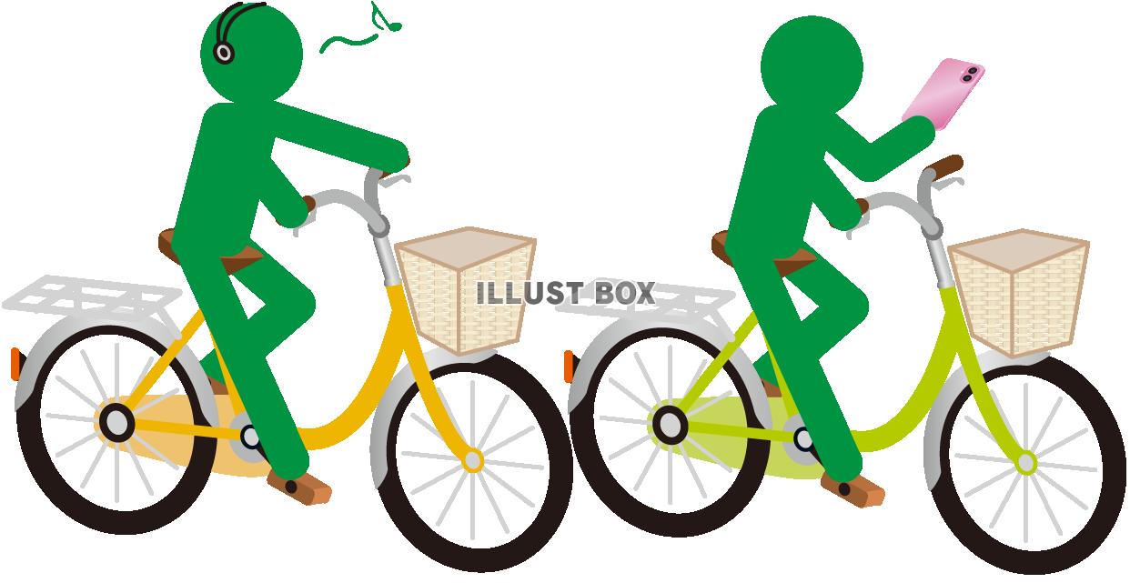 ピクト＋自転車違反　ながら運転（透過PNG）