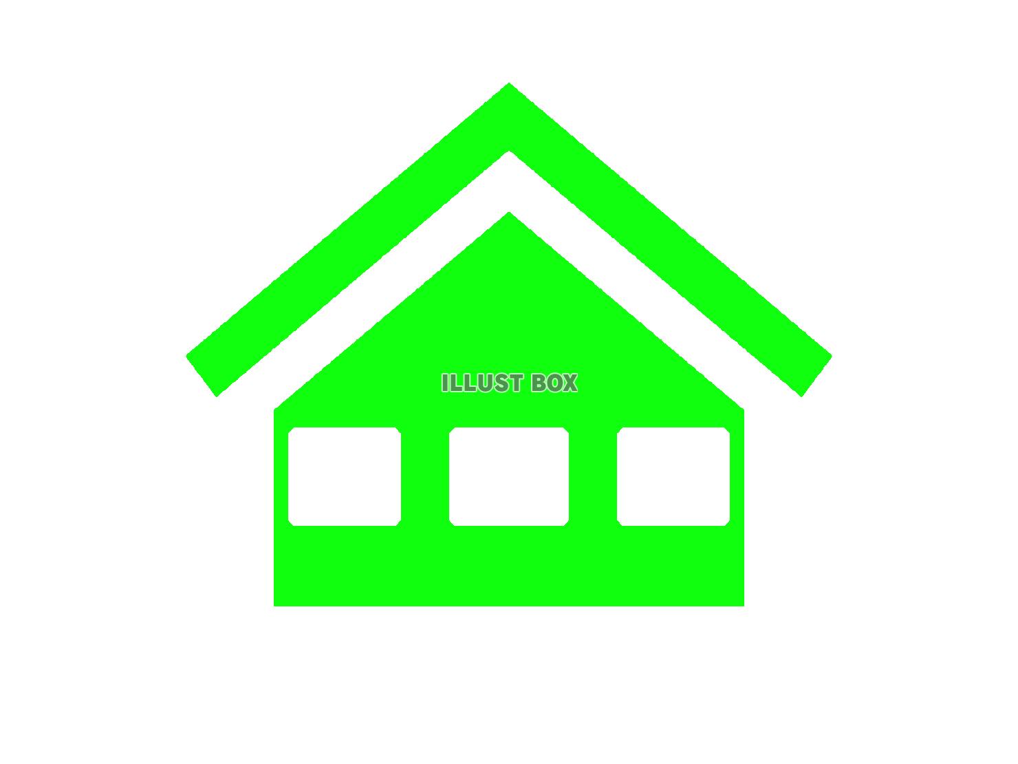 緑色の家のシルエット