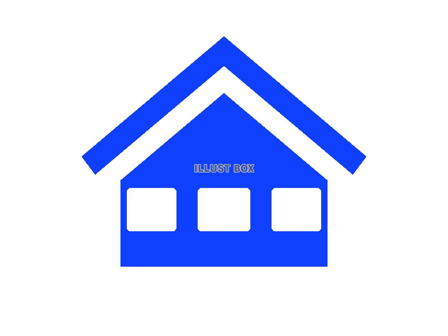 青色の家のシルエット