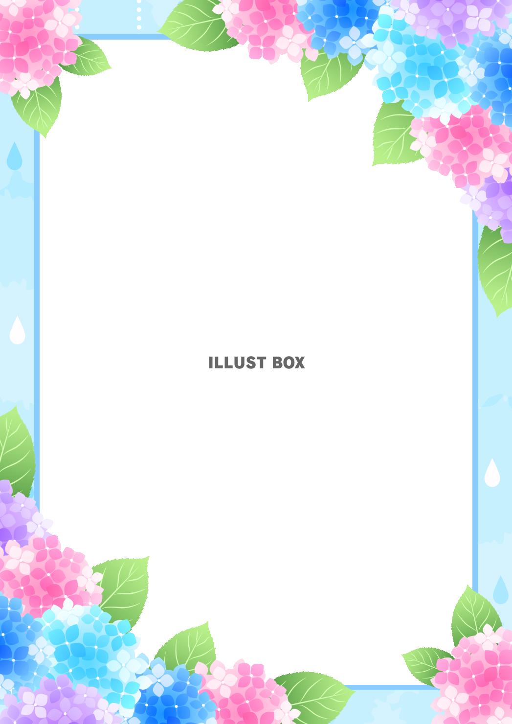 あじさい、梅雨、枠、対角囲み、縦