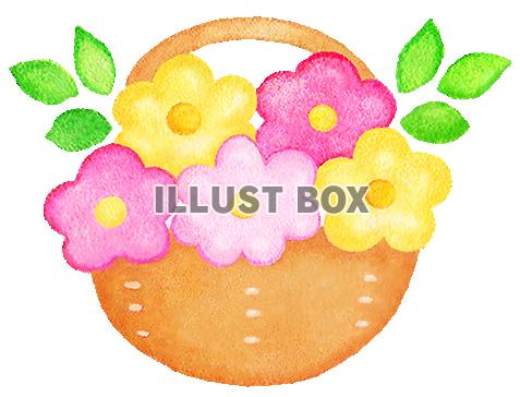 水彩の花かご２