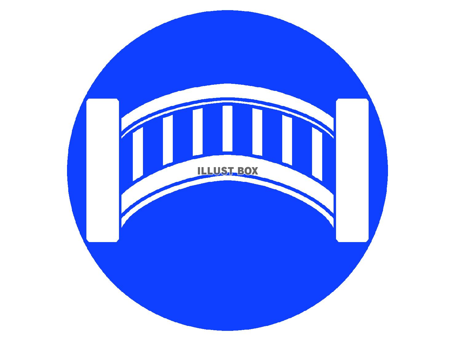 青色のアーチ状の橋のシルエット