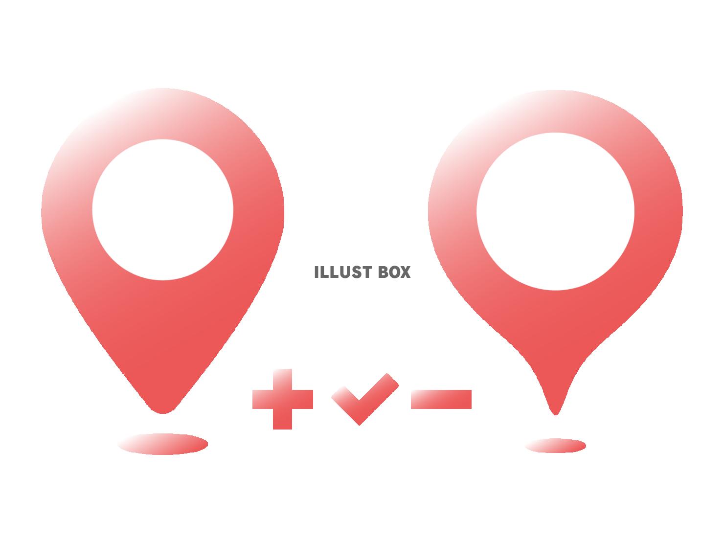 赤いグラデーションのマップピンアイコンのセット