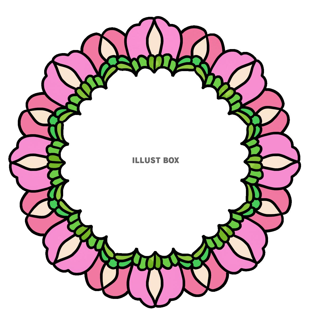 ステンドグラス風花フレーム・ピンク