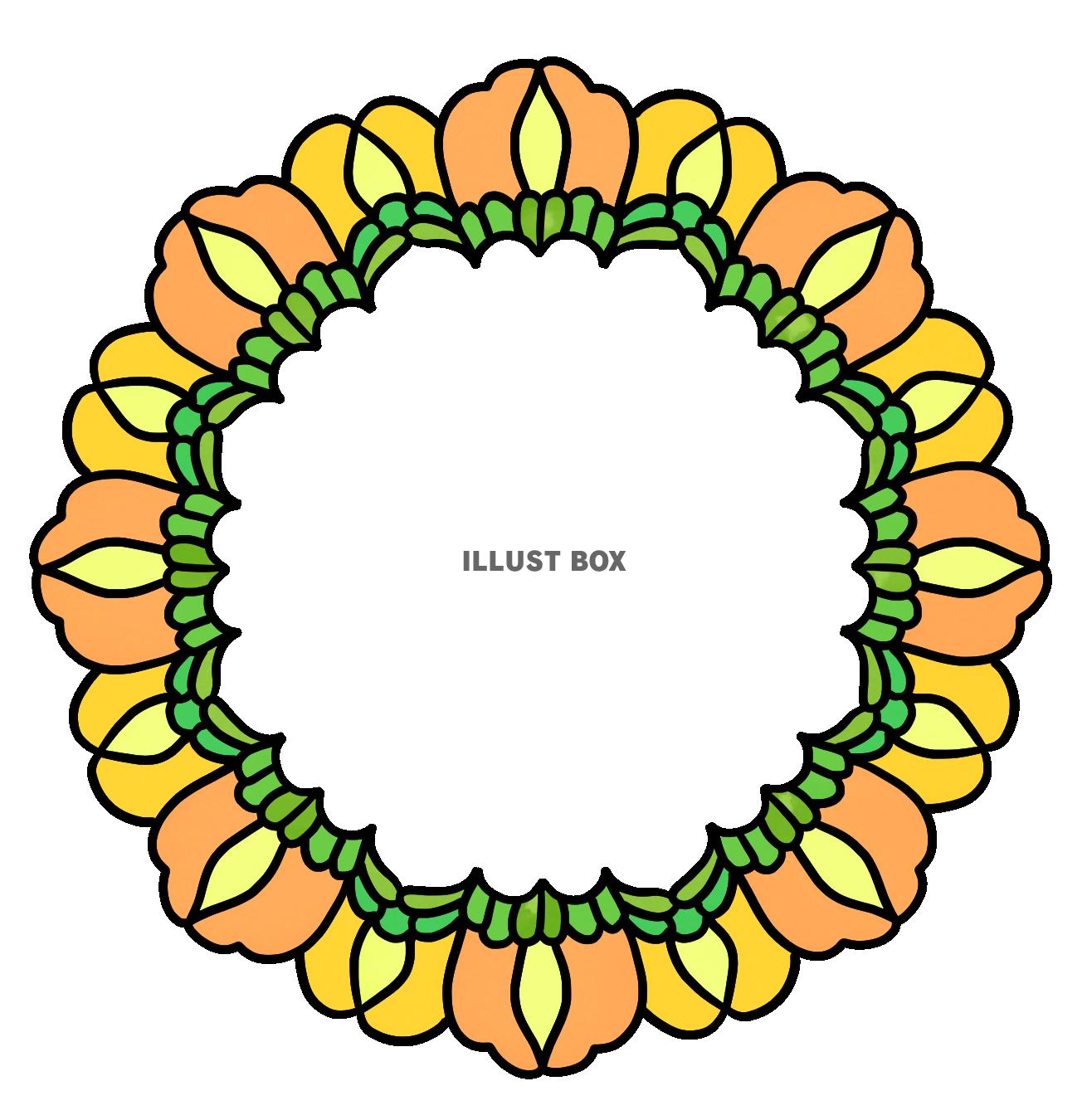 ステンドグラス風花フレーム・オレンジ