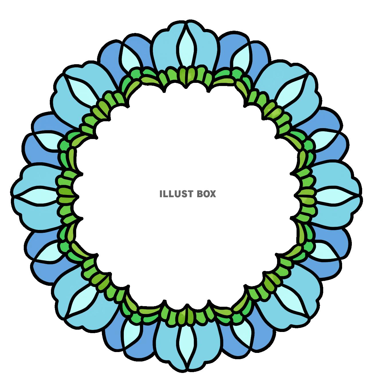 ステンドグラス風花フレーム・青