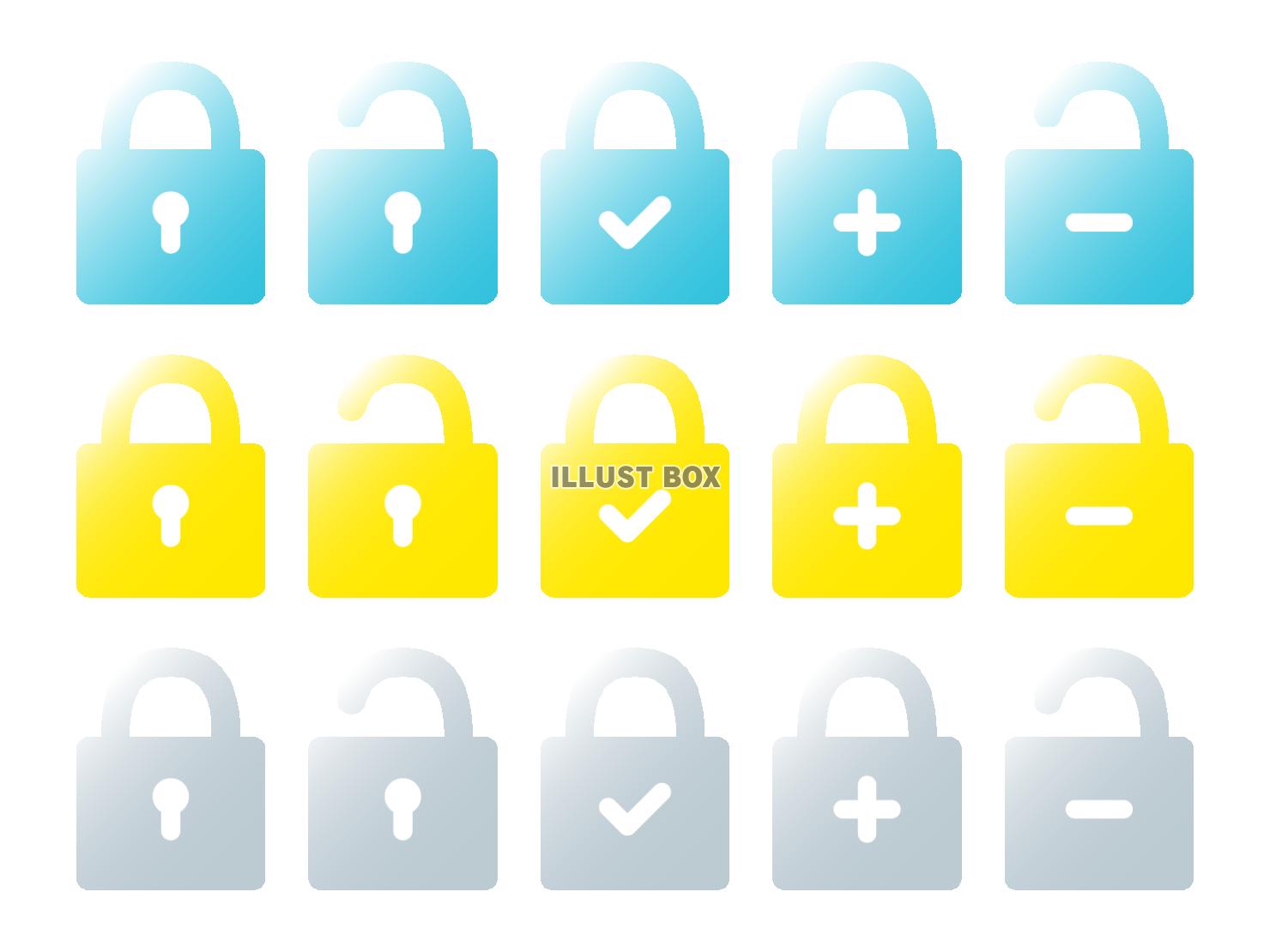 シンプルな南京錠のバリエーションセット