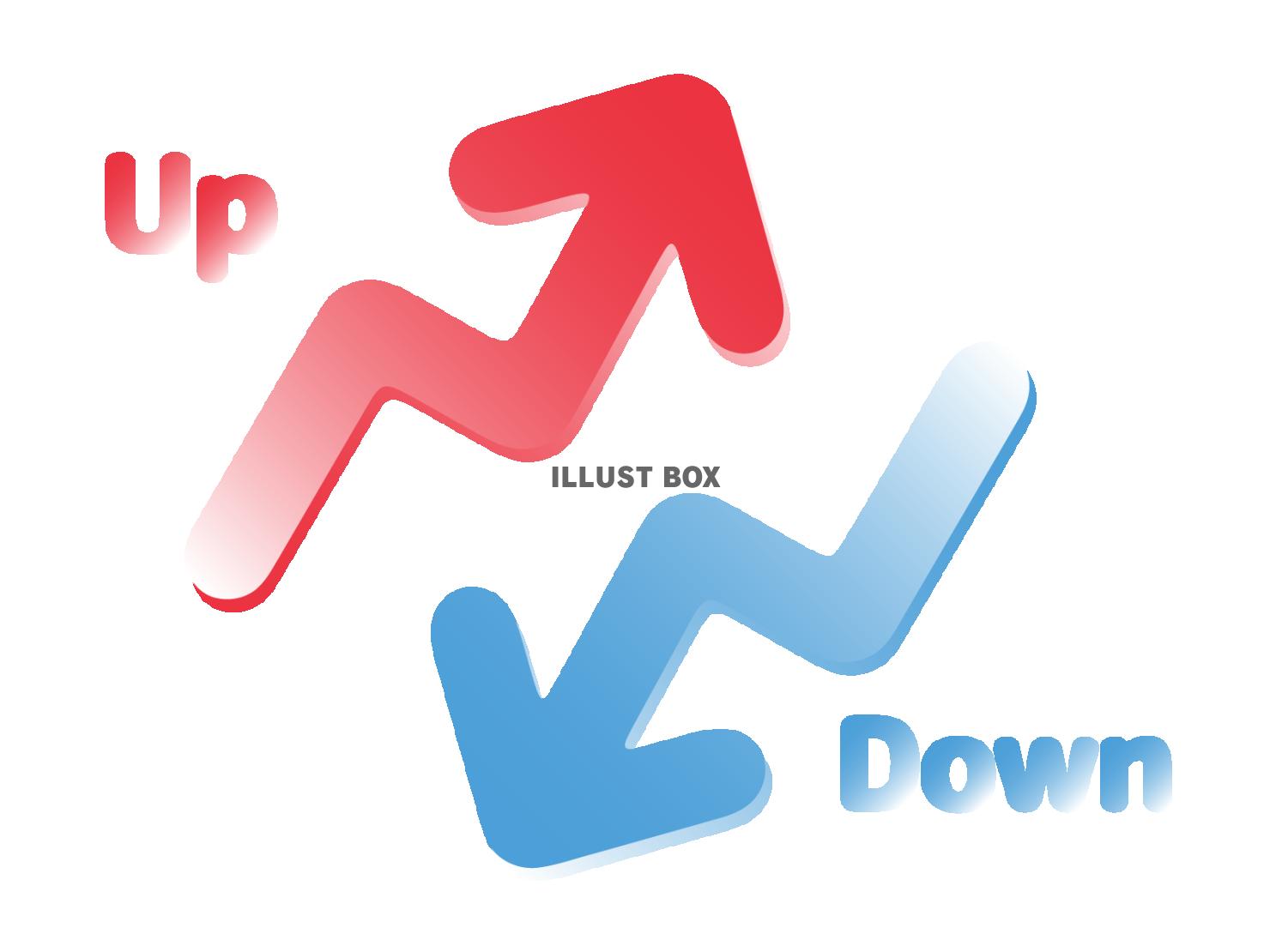 立体感のある上下のジグザグ矢印のイラスト