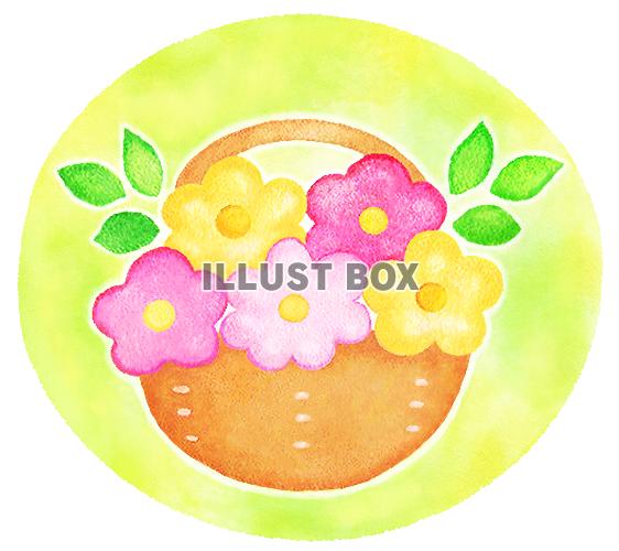 水彩の花かご４