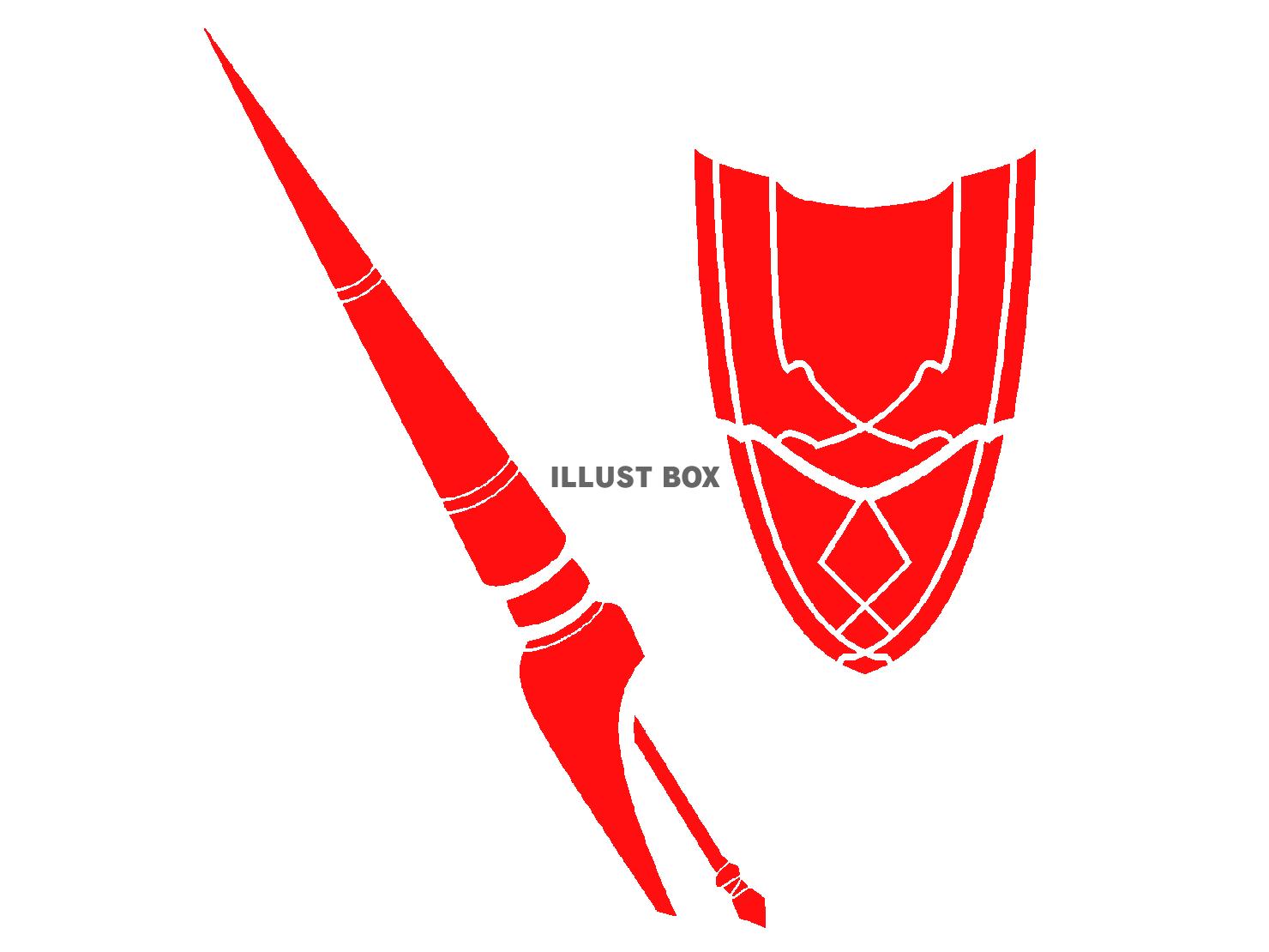 赤色のランスと盾のシルエット