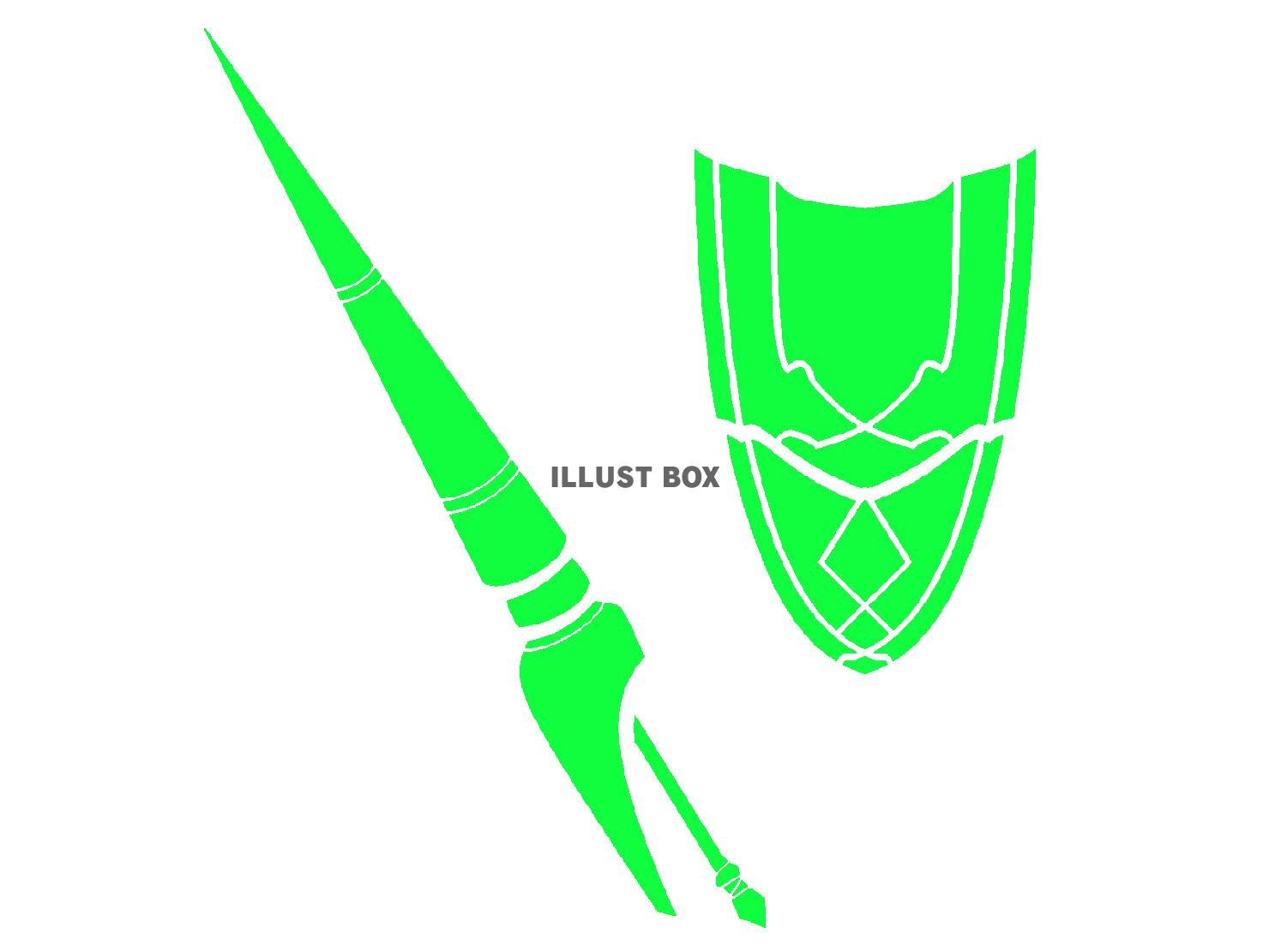 緑色のランスと盾のシルエット