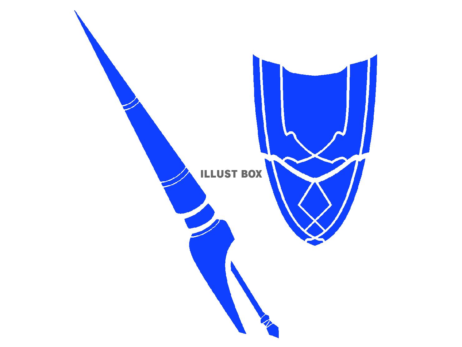 青色のランスと盾のシルエット