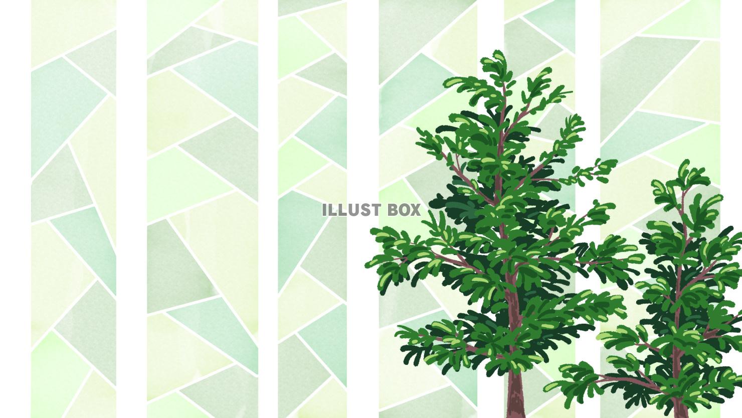 木々とタイル柄のデスクトップ