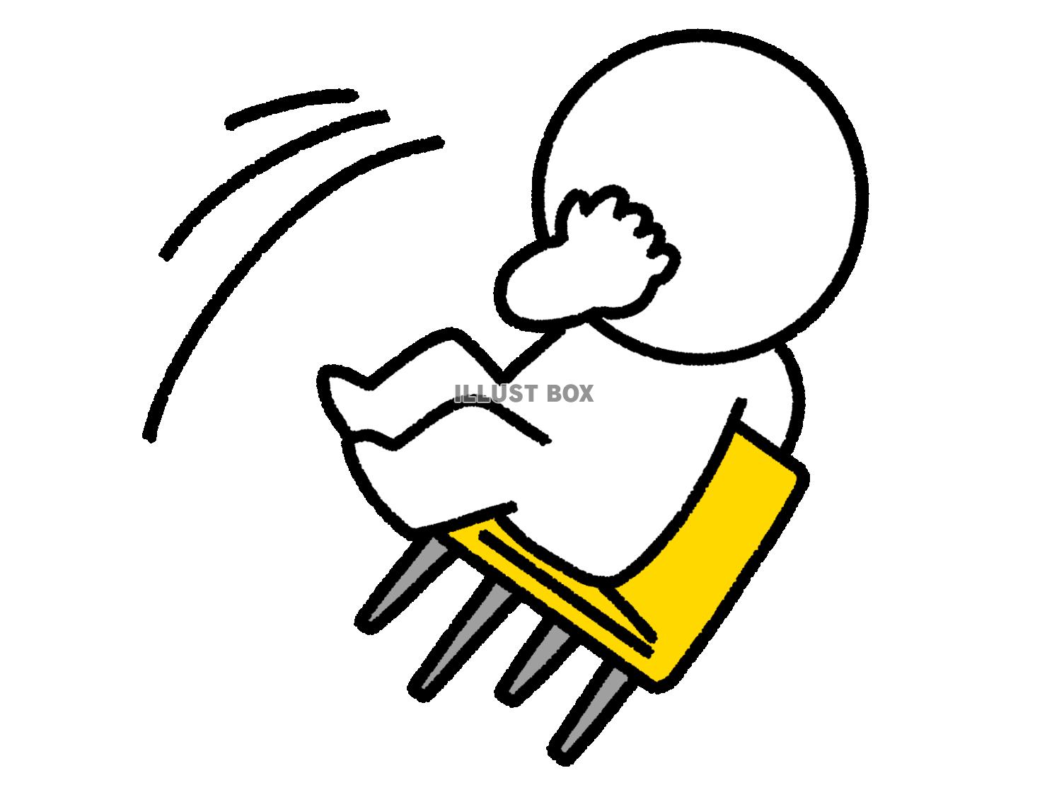 驚いて後ろに倒れる椅子に座った棒人間