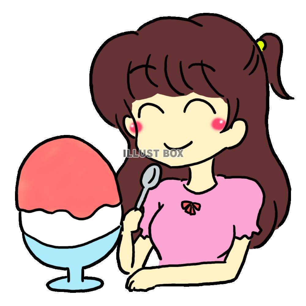 かき氷と女の子(にこにこ)