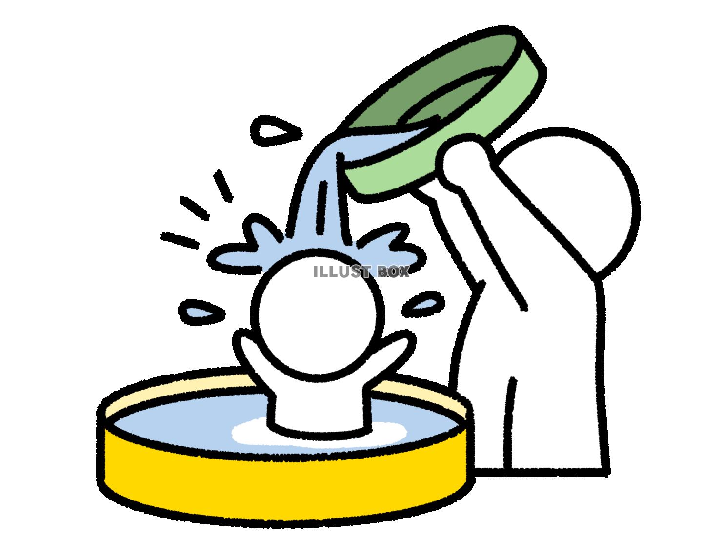 水浴びをする棒人間の子供