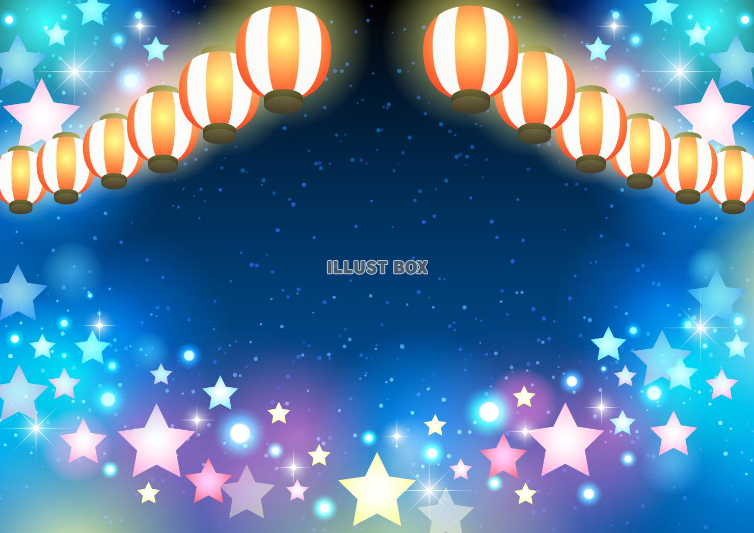 七夕、提灯、天の川、星、ゆめかわ、横