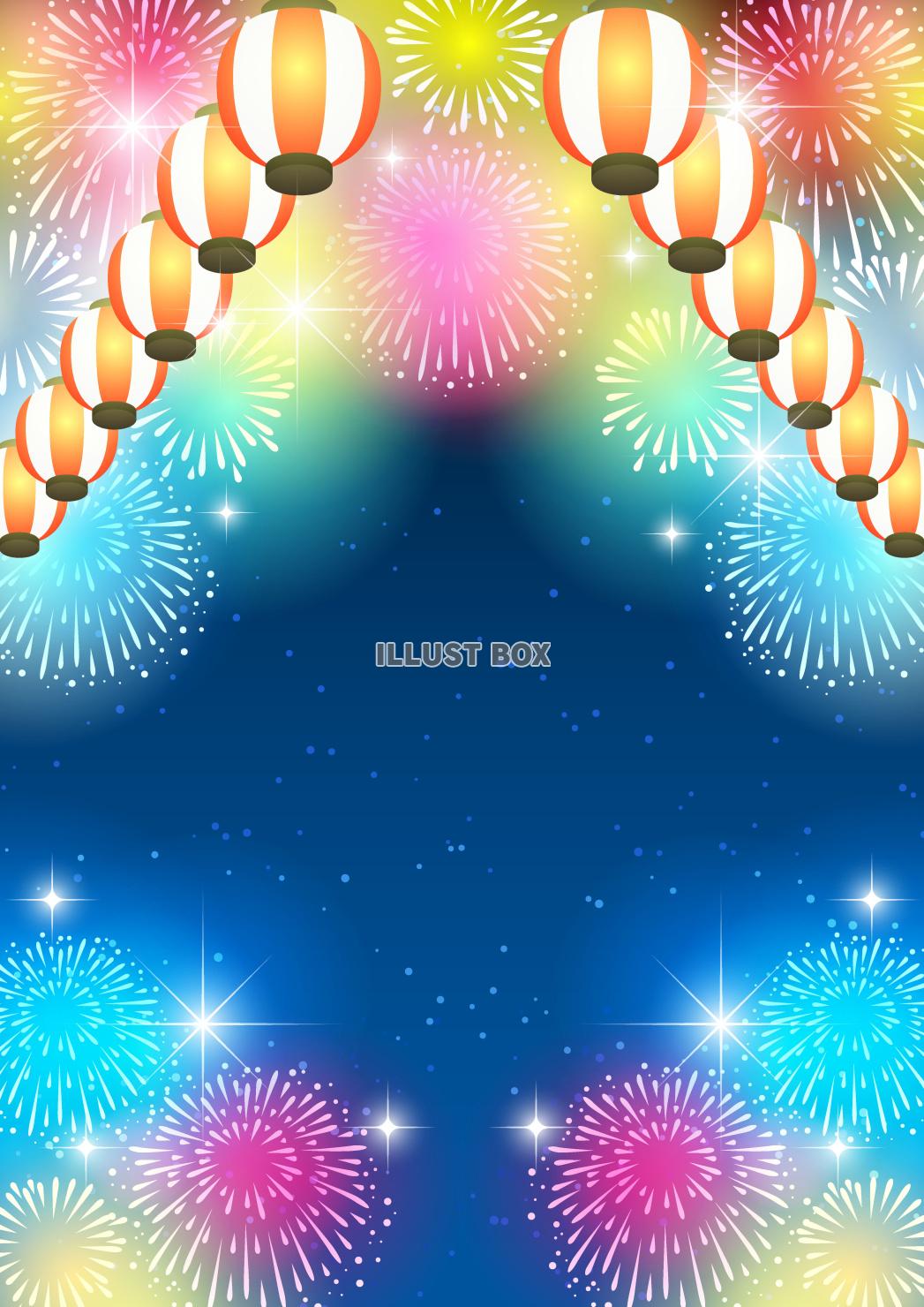 お祭り、提灯、花火、ゆめかわ、フィーバー、縦