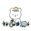 草とりするくま