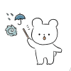 台風のお知らせをするくま