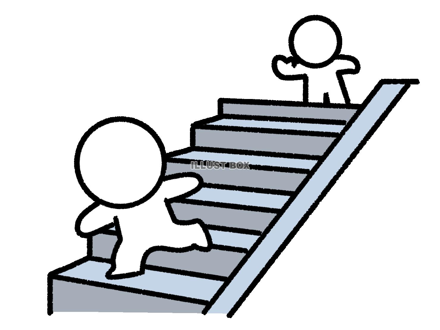 階段を降りる人を止める棒人間