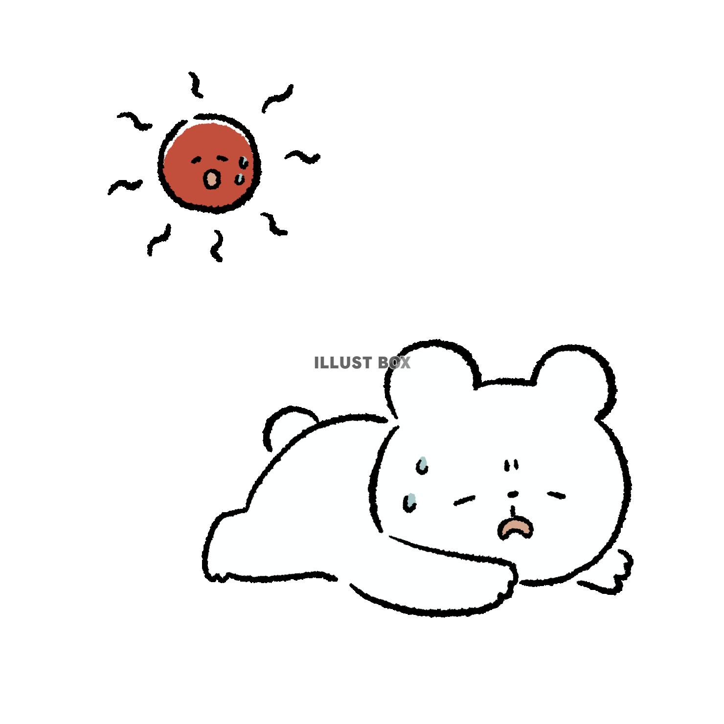 暑さに倒れるくま