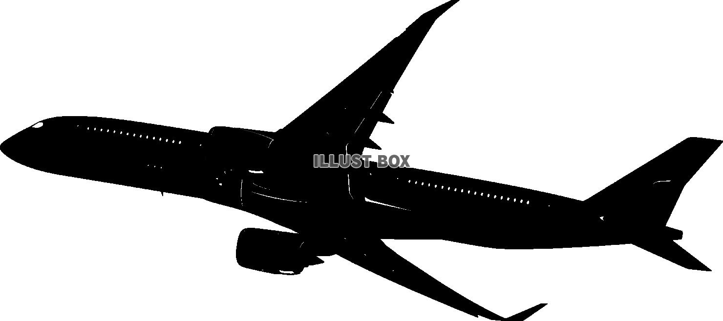 大空を飛行するジェット旅客機シルエット