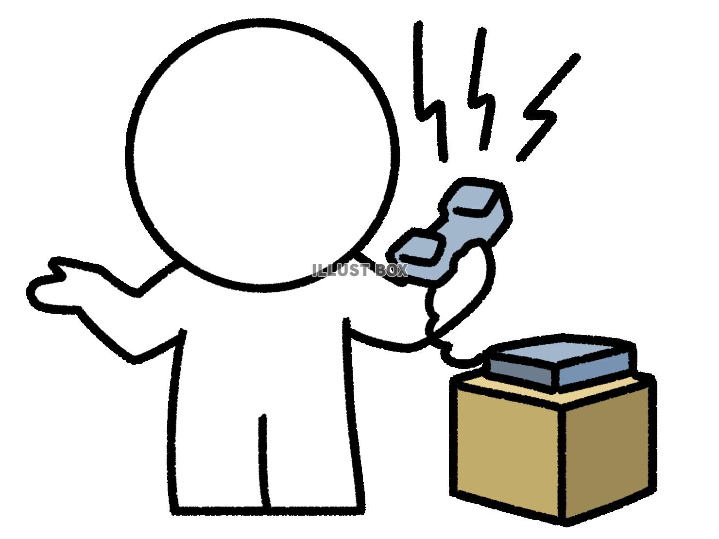 怒鳴る電話の受話器を持つ棒人間