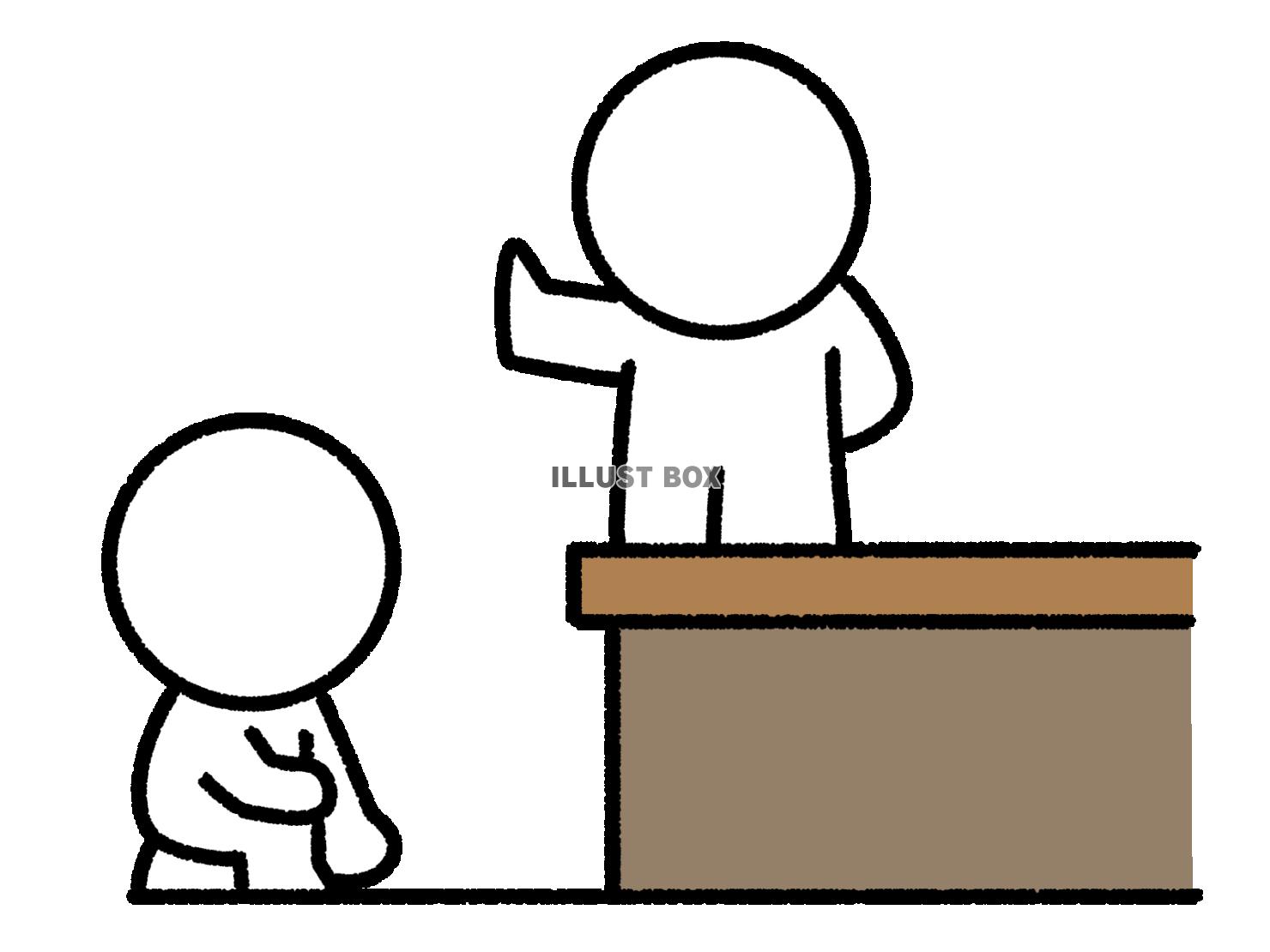 壇上で挨拶する棒人間