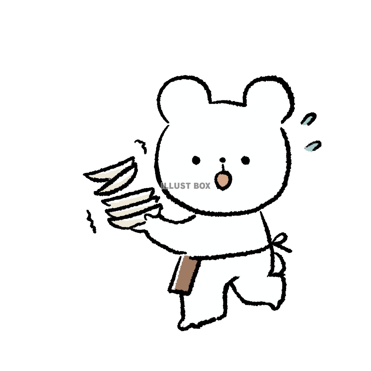 お皿を落としそうになるくま