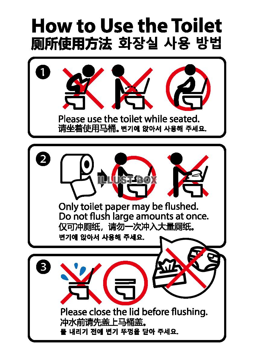 外国人向けトイレの使い方POP