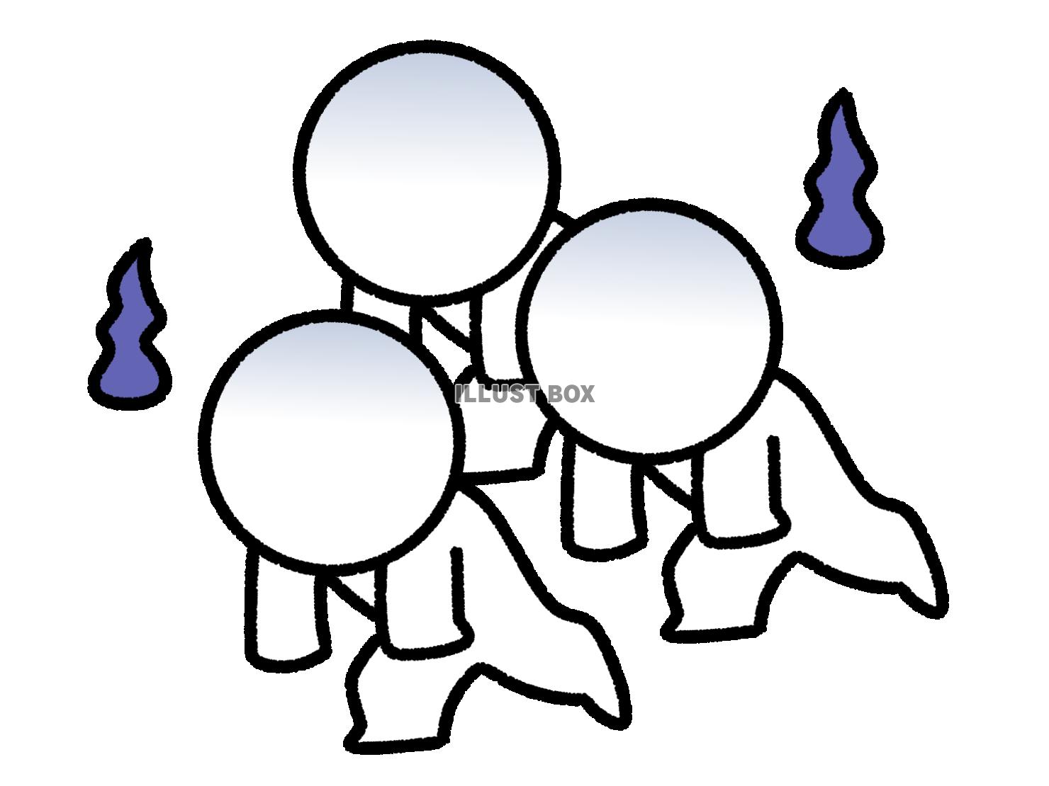 ぐったりして歩く3人の棒人間