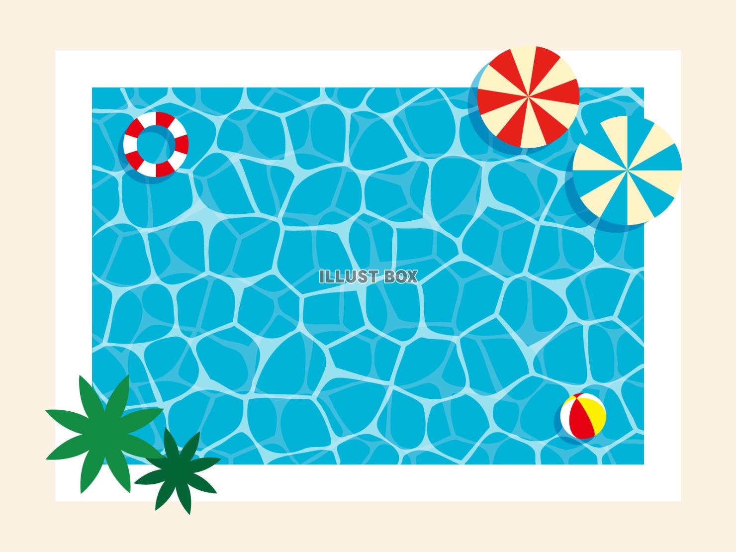 カラフルでお洒落なプールの俯瞰イラスト
